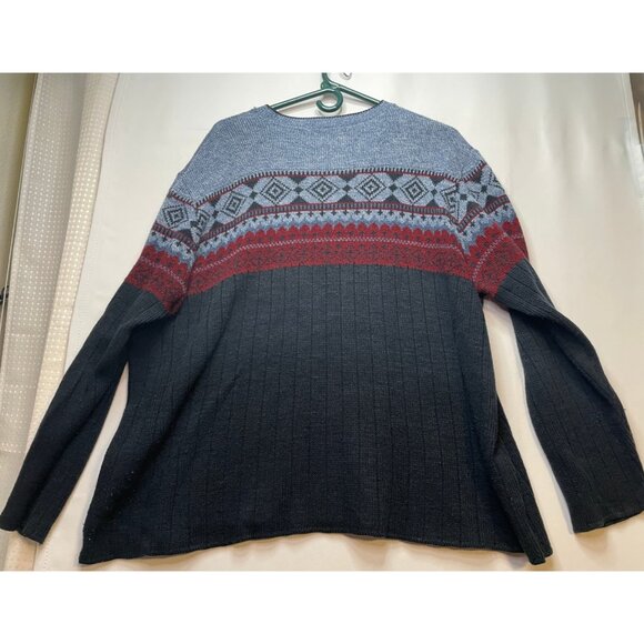 Spunky knit sweater mens XL aztec long sleeve made USA blue black - Picture 3 of 12